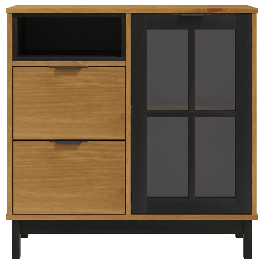 Credenza con Anta in Vetro FLAM 80x40x80 cm Massello di Pino - homemem39
