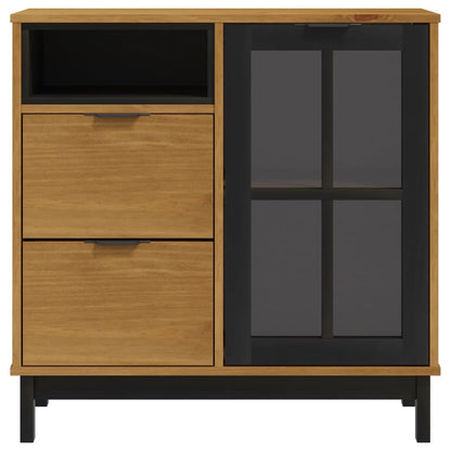 Credenza con Anta in Vetro FLAM 80x40x80 cm Massello di Pino - homemem39