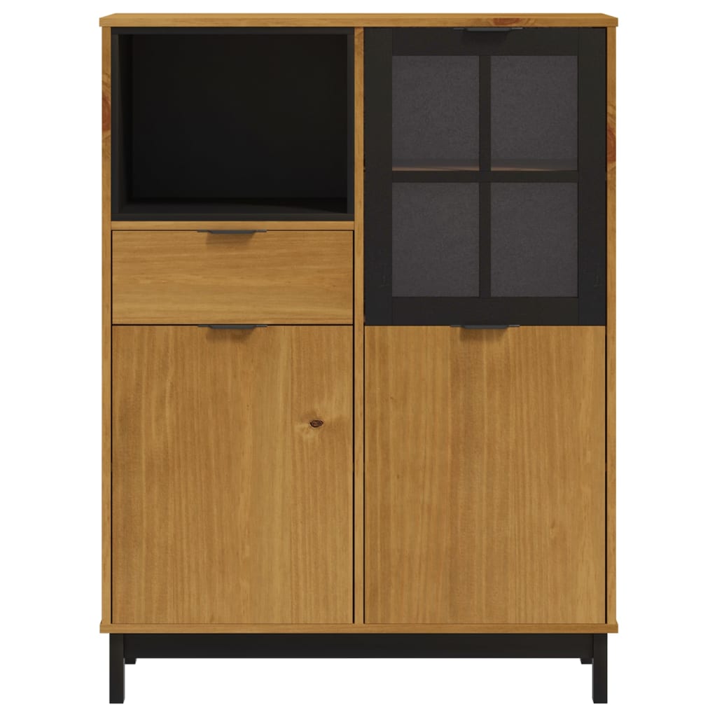 Credenza con Anta in Vetro FLAM 92x40x122,5 cm in Legno di Pino - homemem39