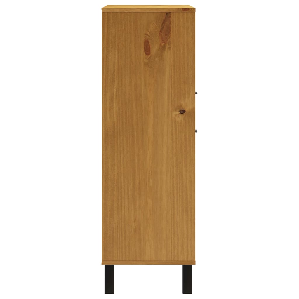 Credenza con Anta in Vetro FLAM 92x40x122,5 cm in Legno di Pino - homemem39