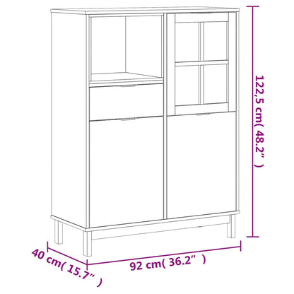 Credenza con Anta in Vetro FLAM 92x40x122,5 cm in Legno di Pino
