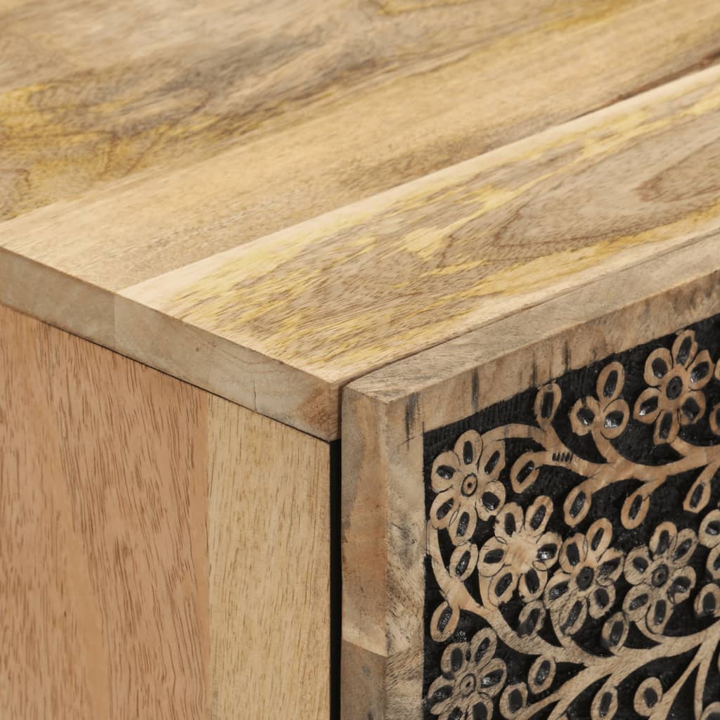 Comodino 50x33x60 cm in Legno Massello di Mango