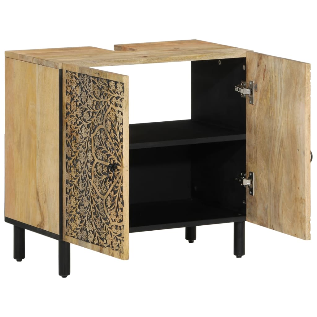 Mobile Lavabo da Bagno 62x33x58cm in Legno Massello di Mango