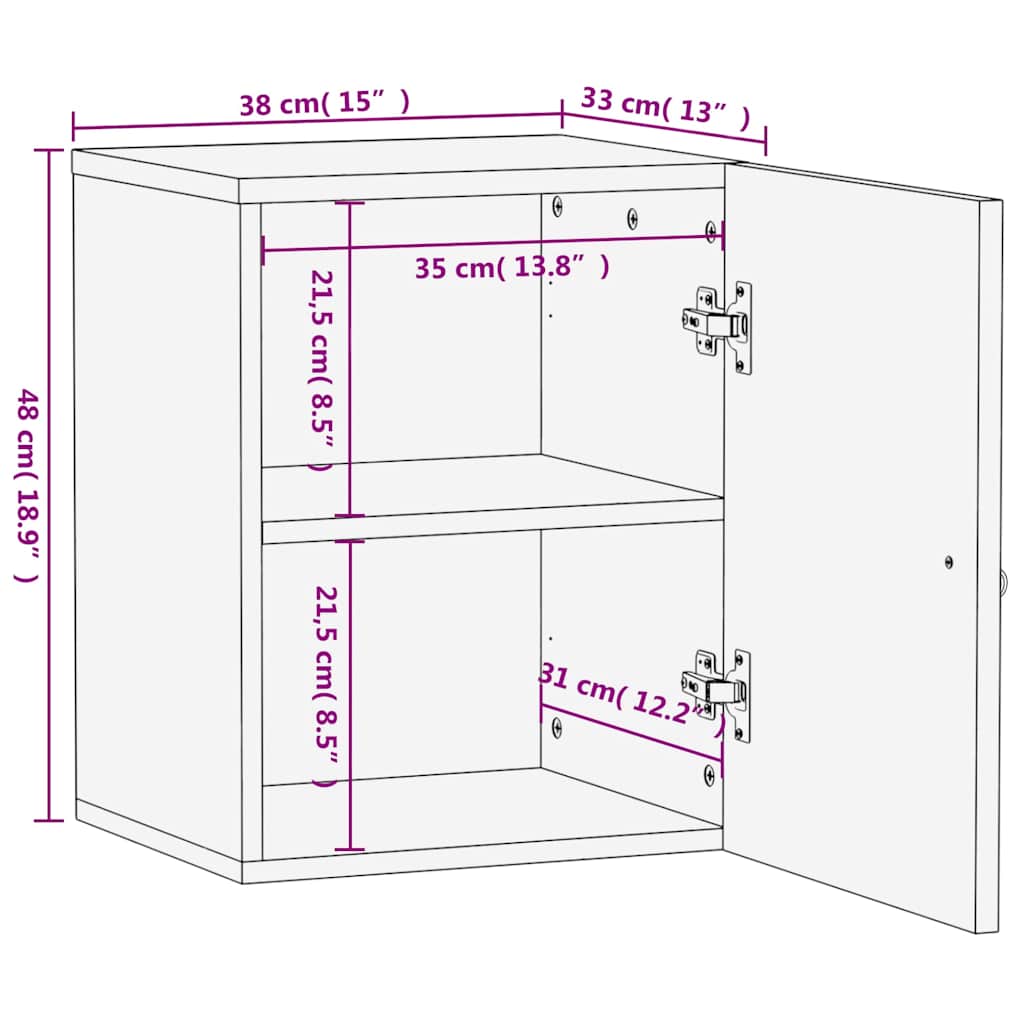 Mobile da Bagno a Parete 38x33x48 cm in Legno Massello di Mango | homemem39