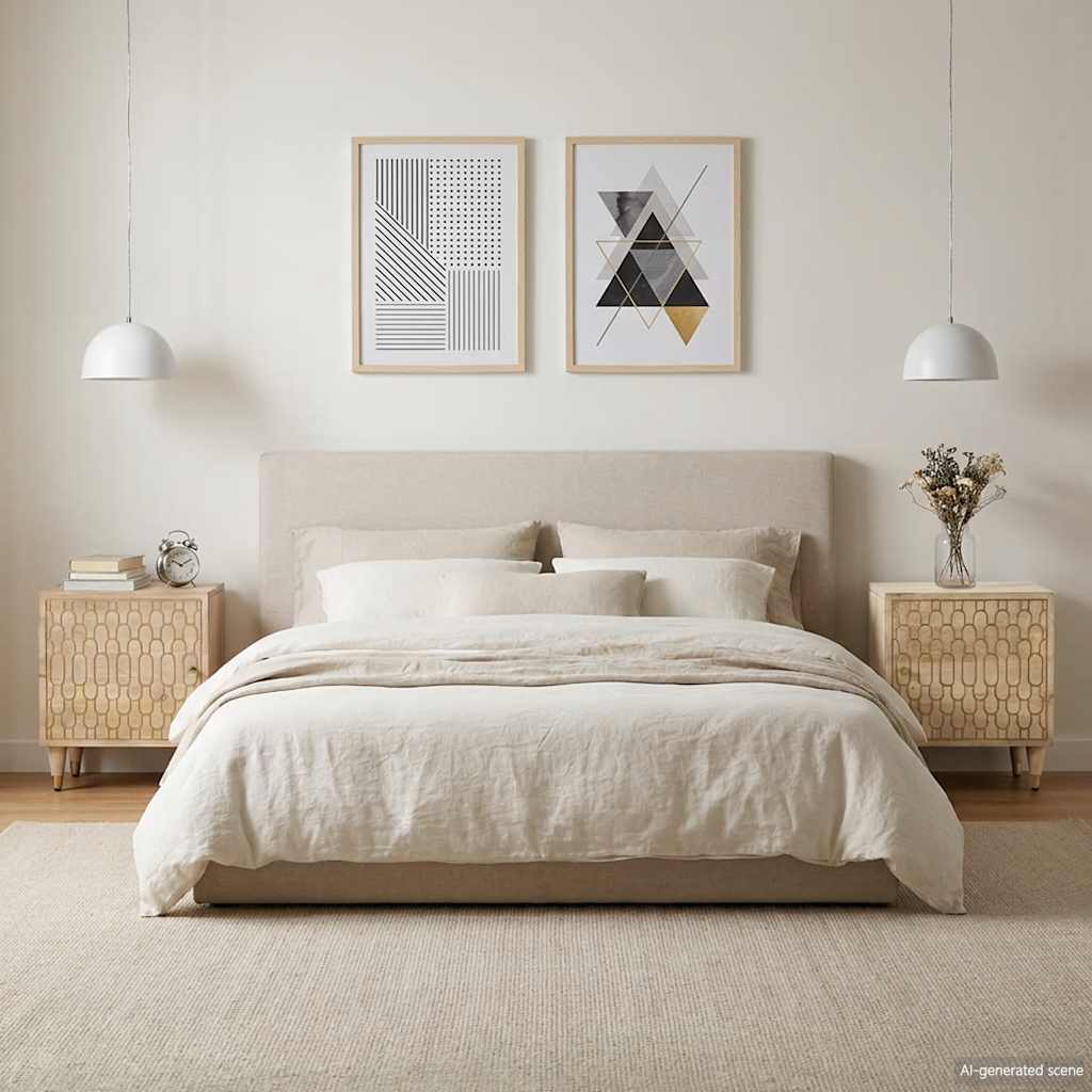 Comodini 2pz 40x33x46 cm in Legno Massello di Mango