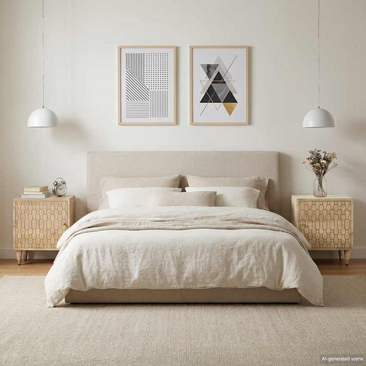 Comodini 2pz 40x33x46 cm in Legno Massello di Mango
