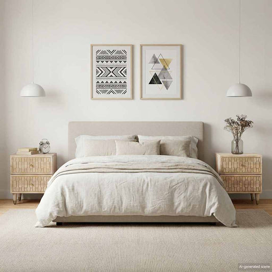 Comodini 2pz 40x33x46 cm in Legno Massello di Mango