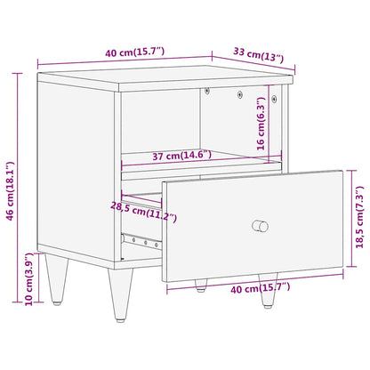 Comodini 2pz 40x33x46 cm in Legno Massello di Mango