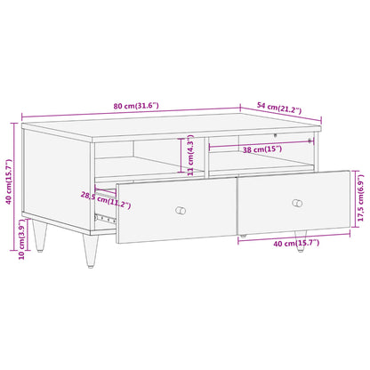 Tavolino da Salotto 80x54x40 cm in Legno Massello di Mango | homemem39