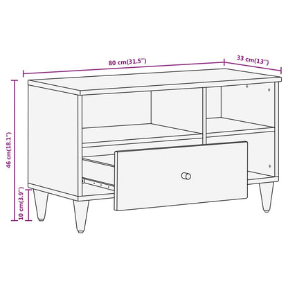 Mobile Porta TV 80x33x46 cm in Legno Massello di Mango