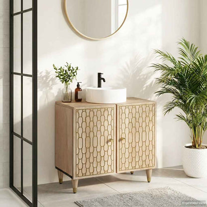 Mobile Lavabo da Bagno 62x33x58cm in Legno Massello di Mango