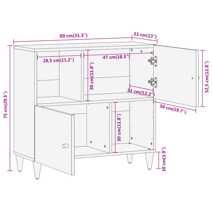 Credenza 80x33x75 cm in Legno Massello di Mango