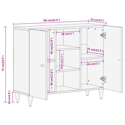 Credenza 90x33x75 cm in Legno Massello di Mango