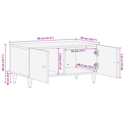 Tavolino da Salotto 80x50x40 cm Legno Massello di Mango | homemem39