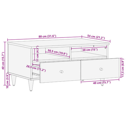 Tavolino da Salotto 80x54x40 cm in Legno Massello di Mango | homemem39