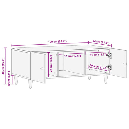 Tavolino da Salotto 100x54x40 cm in Legno Massello di Mango | homemem39
