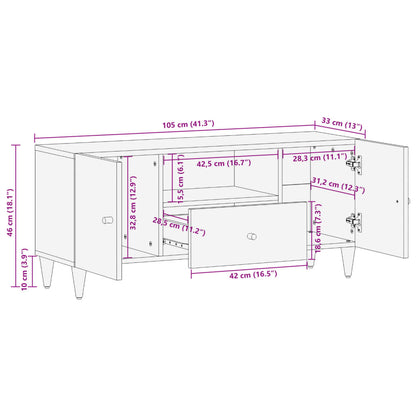 Mobile Porta TV 105x33x46cm in Legno Massello di Mango