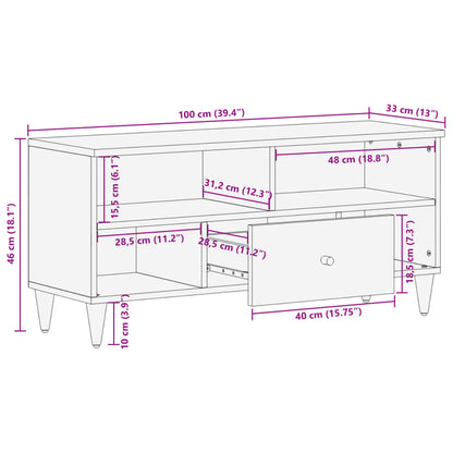 TV-Schrank 100x33x46 cm aus massivem Mangoholz