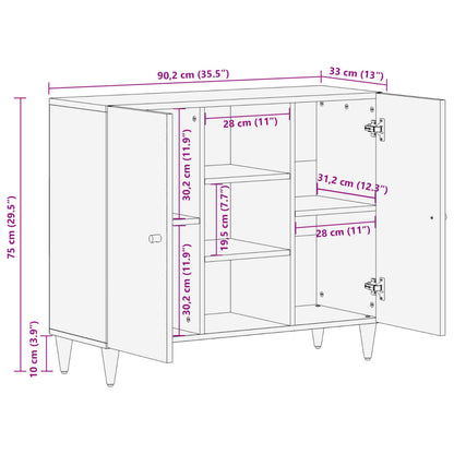 Credenza 90x33x75 cm in Legno Massello di Mango