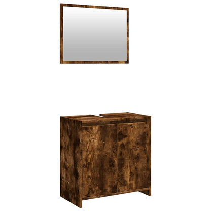 Set Mobili da Bagno 2 pz Rovere Fumo in Legno Multistrato | homemem39