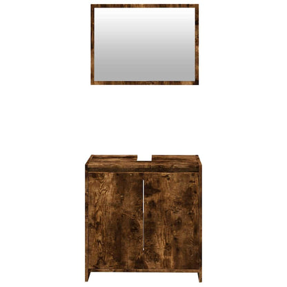Set Mobili da Bagno 2 pz Rovere Fumo in Legno Multistrato | homemem39