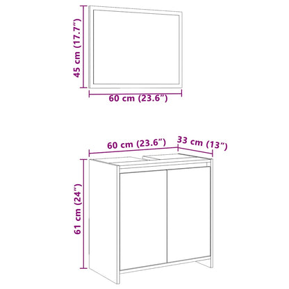 Set Mobili da Bagno 2 pz Rovere Fumo in Legno Multistrato | homemem39