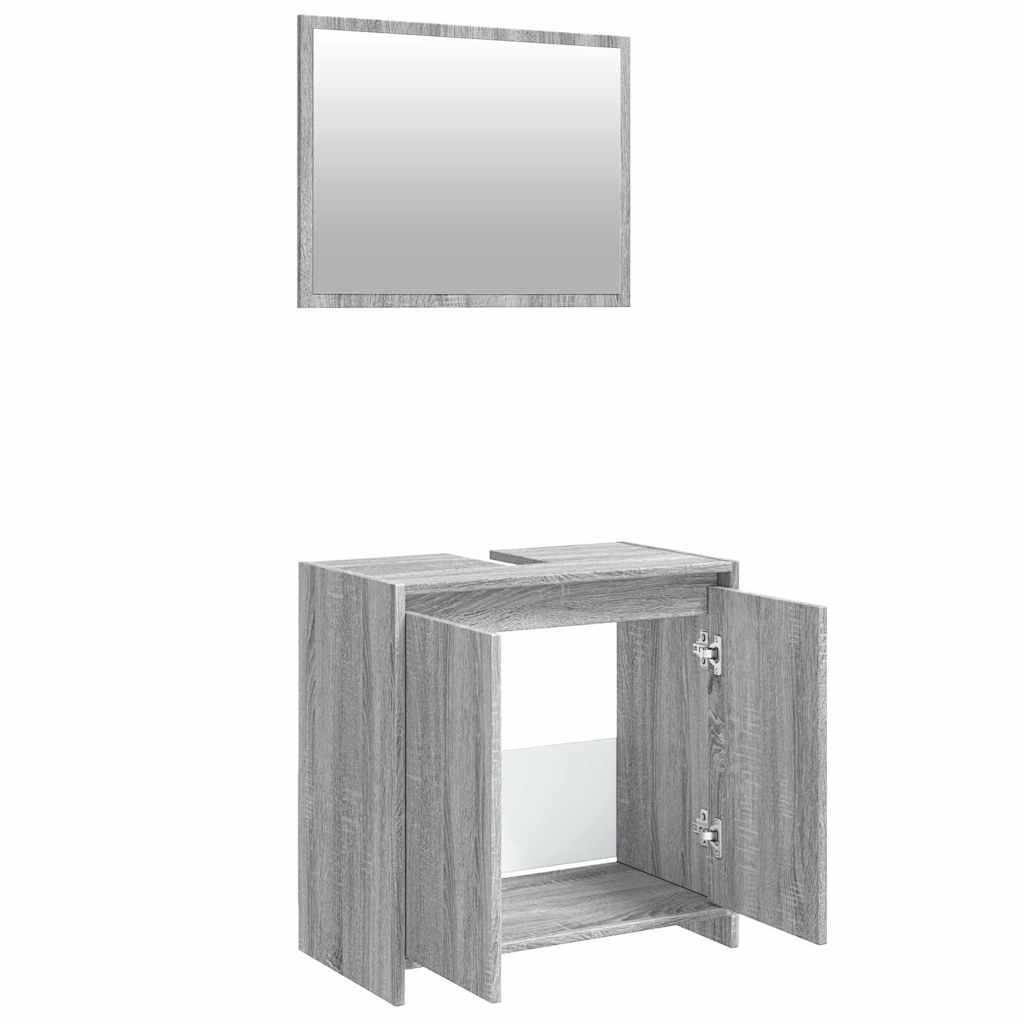 Set Mobili da Bagno 2 pz Grigio Sonoma in Legno Multistrato - homemem39