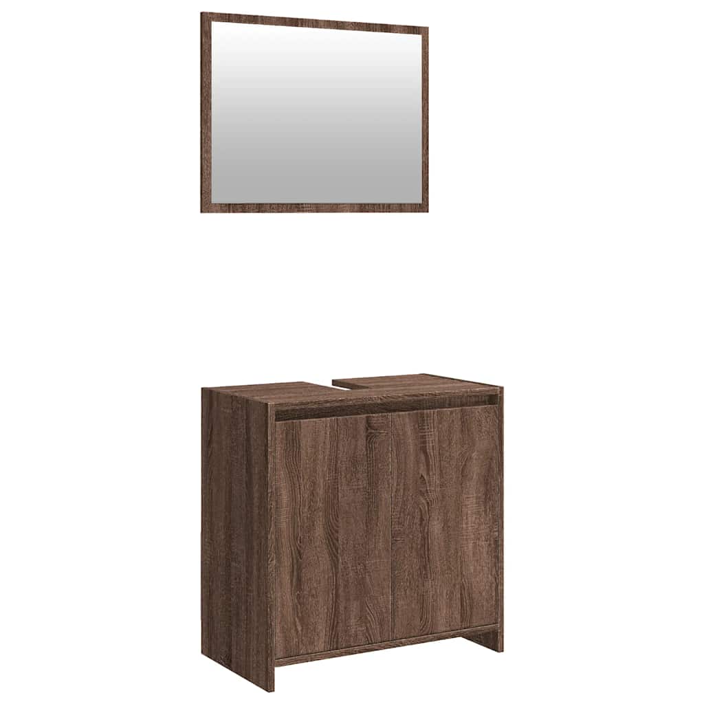 Set Mobili da Bagno 2 pz Rovere Marrone in Legno Multistrato | homemem39