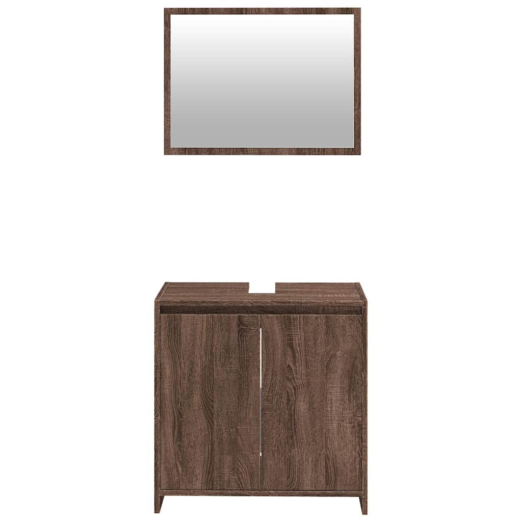 Set Mobili da Bagno 2 pz Rovere Marrone in Legno Multistrato | homemem39