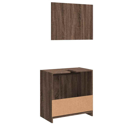Set Mobili da Bagno 2 pz Rovere Marrone in Legno Multistrato | homemem39