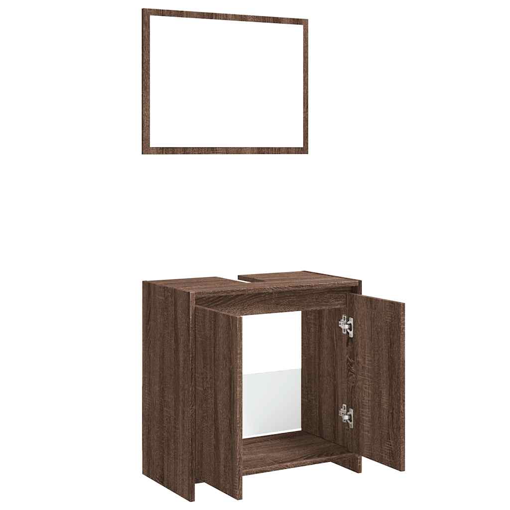 Set Mobili da Bagno 2 pz Rovere Marrone in Legno Multistrato | homemem39