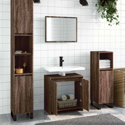 Set Mobili da Bagno 2 pz Rovere Marrone in Legno Multistrato | homemem39