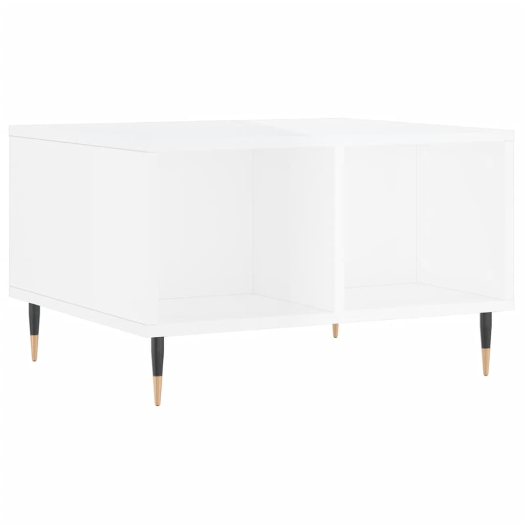 Tavolino Salotto Bianco Lucido 60x50x36,5 cm Legno Multistrato