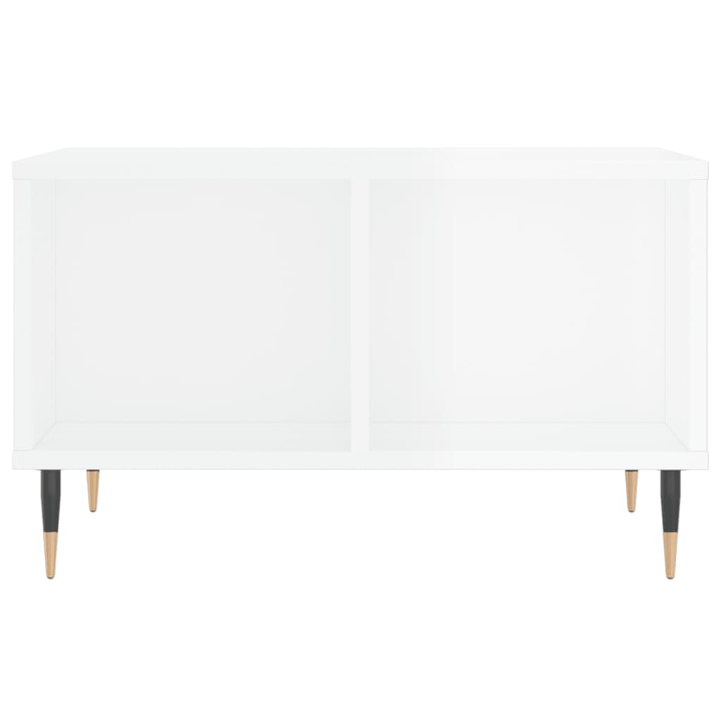 Tavolino Salotto Bianco Lucido 60x50x36,5 cm Legno Multistrato
