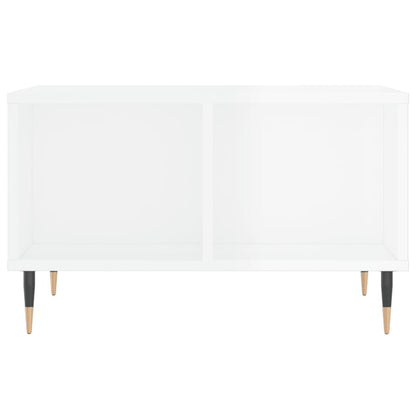 Tavolino Salotto Bianco Lucido 60x50x36,5 cm Legno Multistrato