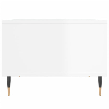 Tavolino Salotto Bianco Lucido 60x50x36,5 cm Legno Multistrato