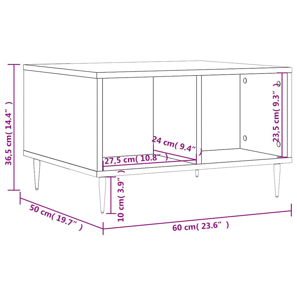 Tavolino Salotto Rovere Sonoma 60x50x36,5 cm Legno Multistrato