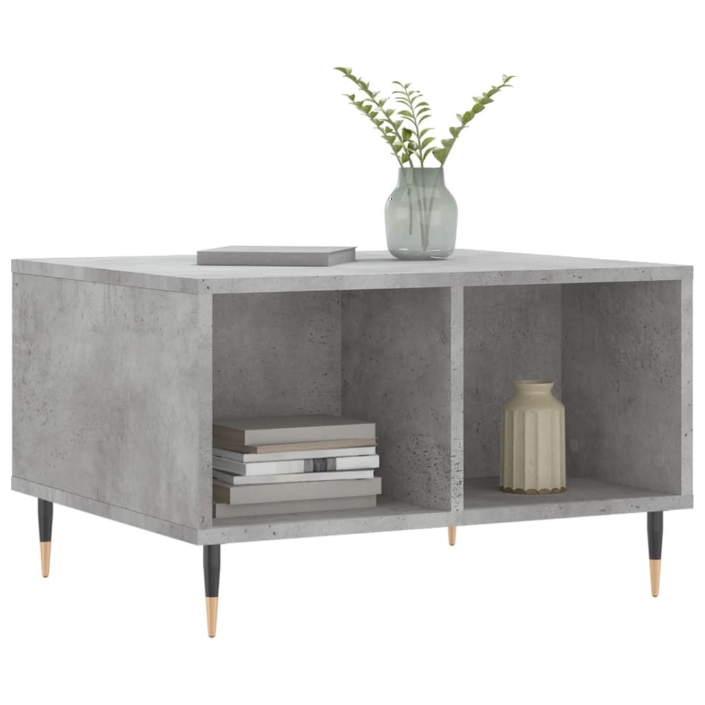 Tavolino Salotto Grigio Cemento 60x50x36,5 cm Legno Multistrato
