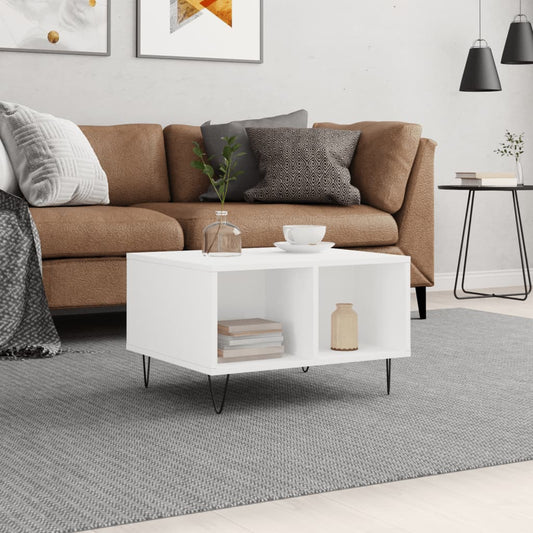 Tavolino da Salotto Bianco 60x50x36,5 cm in Legno Multistrato | homemem39