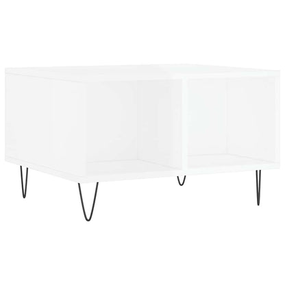 Tavolino Salotto Bianco Lucido 60x50x36,5 cm Legno Multistrato