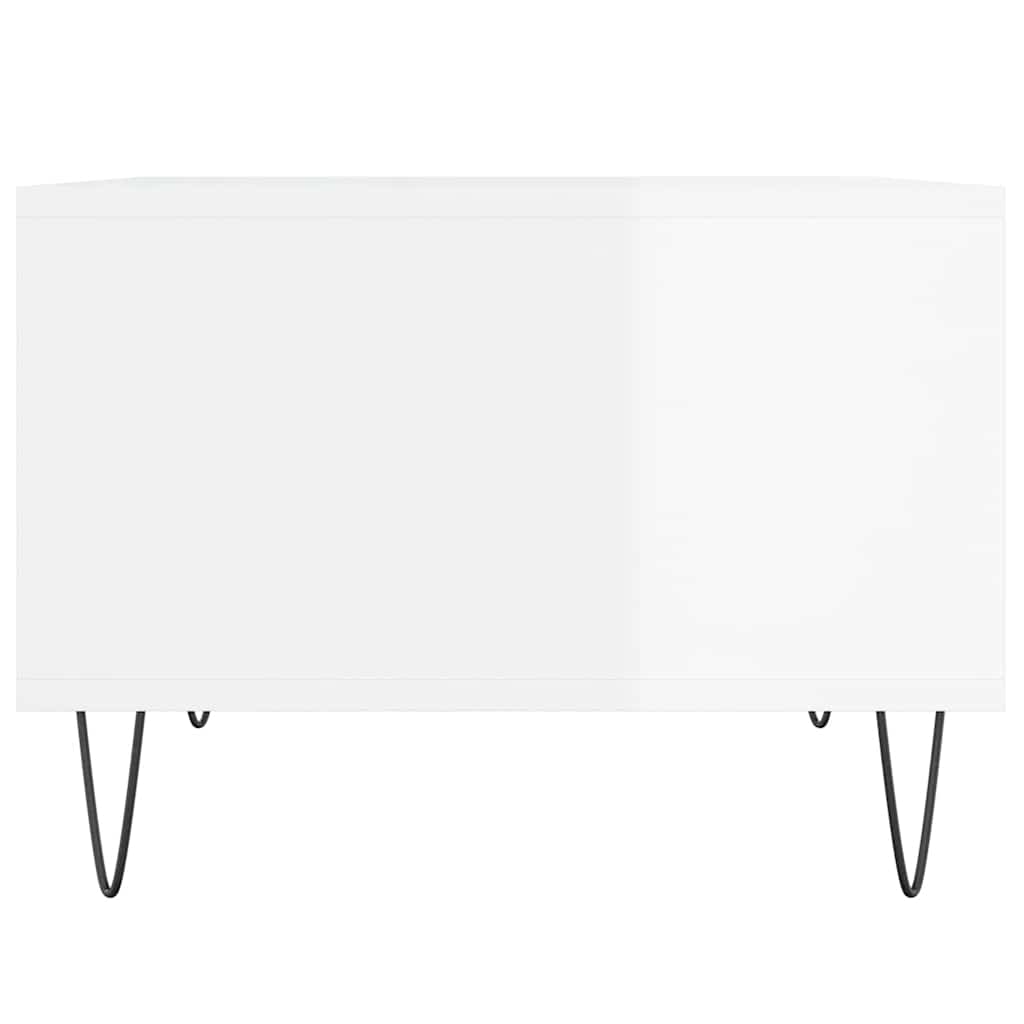 Tavolino Salotto Bianco Lucido 60x50x36,5 cm Legno Multistrato