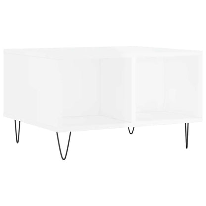 Tavolino Salotto Bianco Lucido 60x50x36,5 cm Legno Multistrato | homemem39
