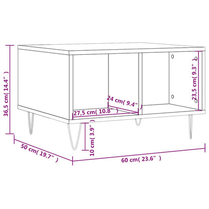 Tavolino Salotto Bianco Lucido 60x50x36,5 cm Legno Multistrato