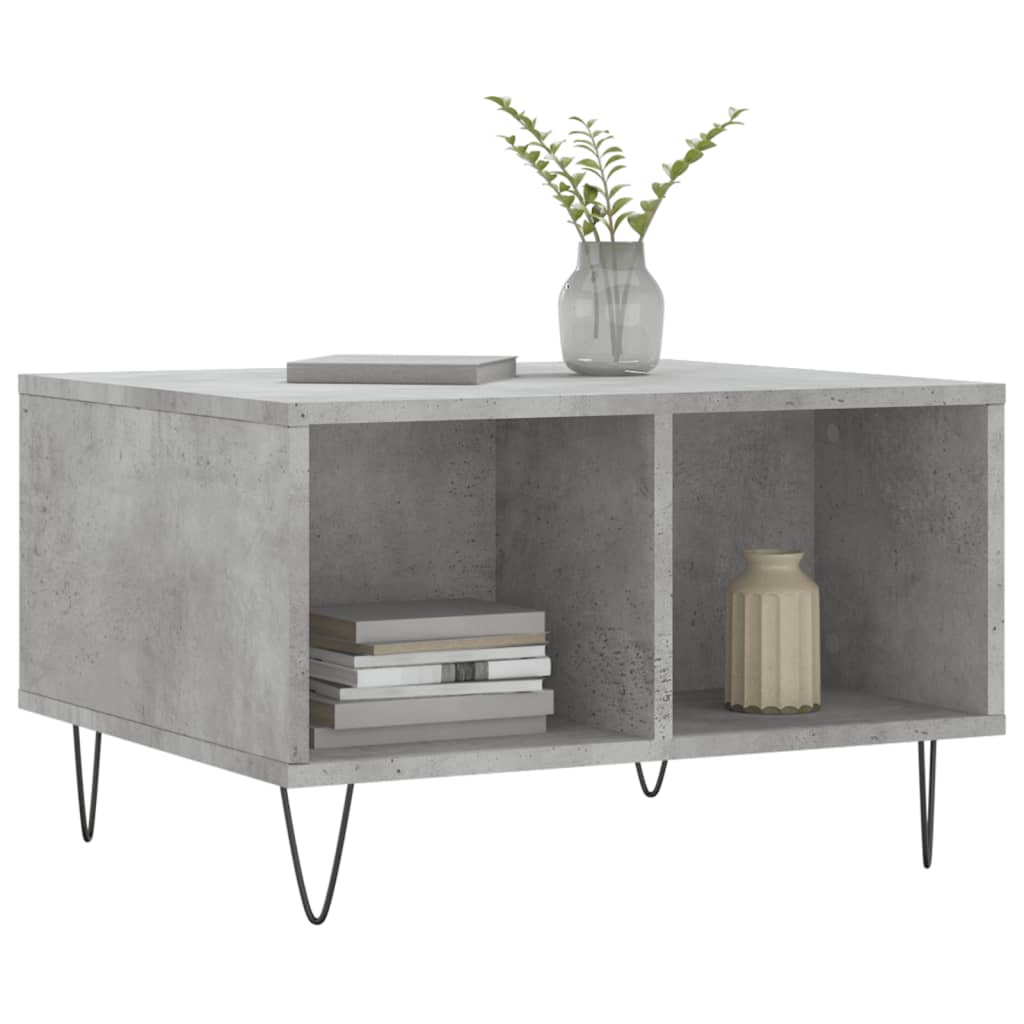 Tavolino Salotto Grigio Cemento 60x50x36,5 cm Legno Multistrato