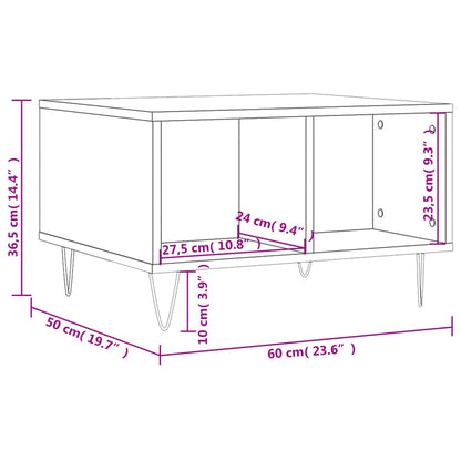 Tavolino Salotto Grigio Cemento 60x50x36,5 cm Legno Multistrato