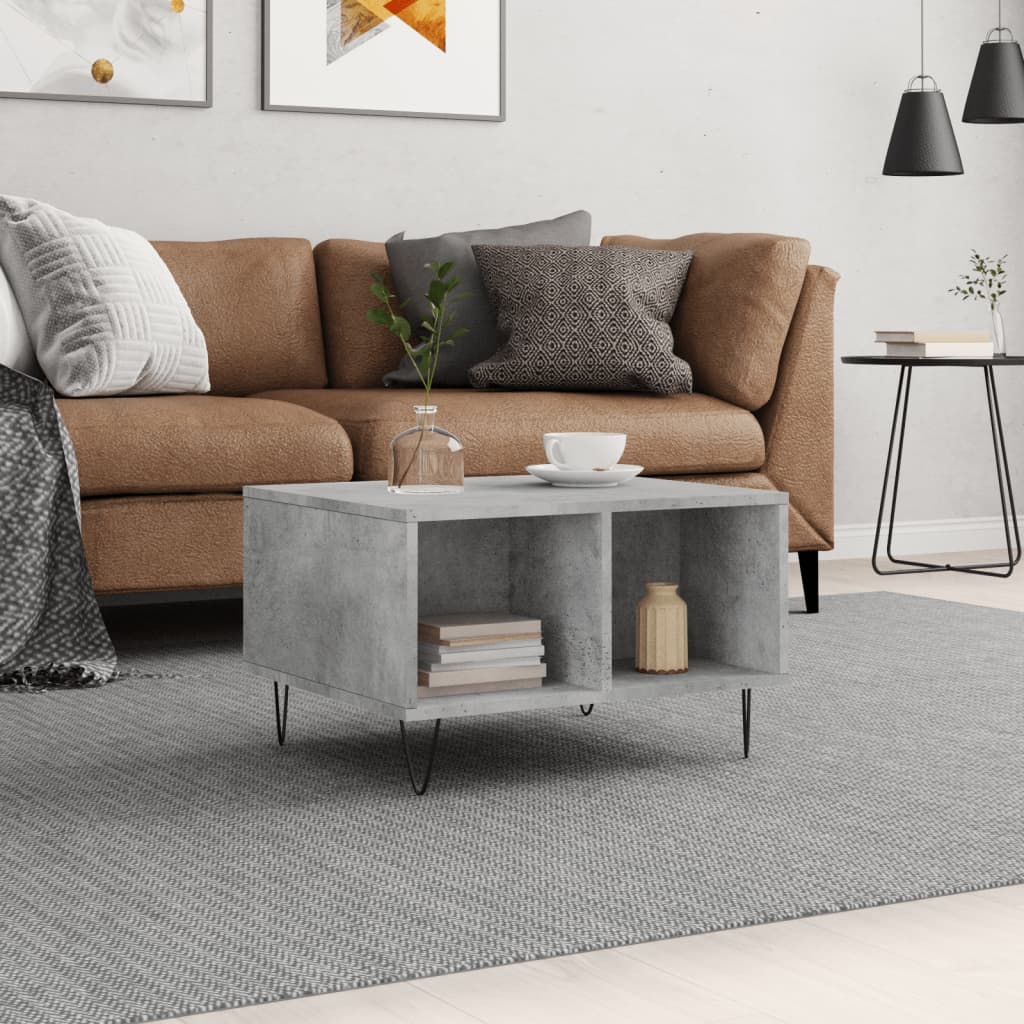 Tavolino Salotto Grigio Cemento 60x50x36,5 cm Legno Multistrato | homemem39