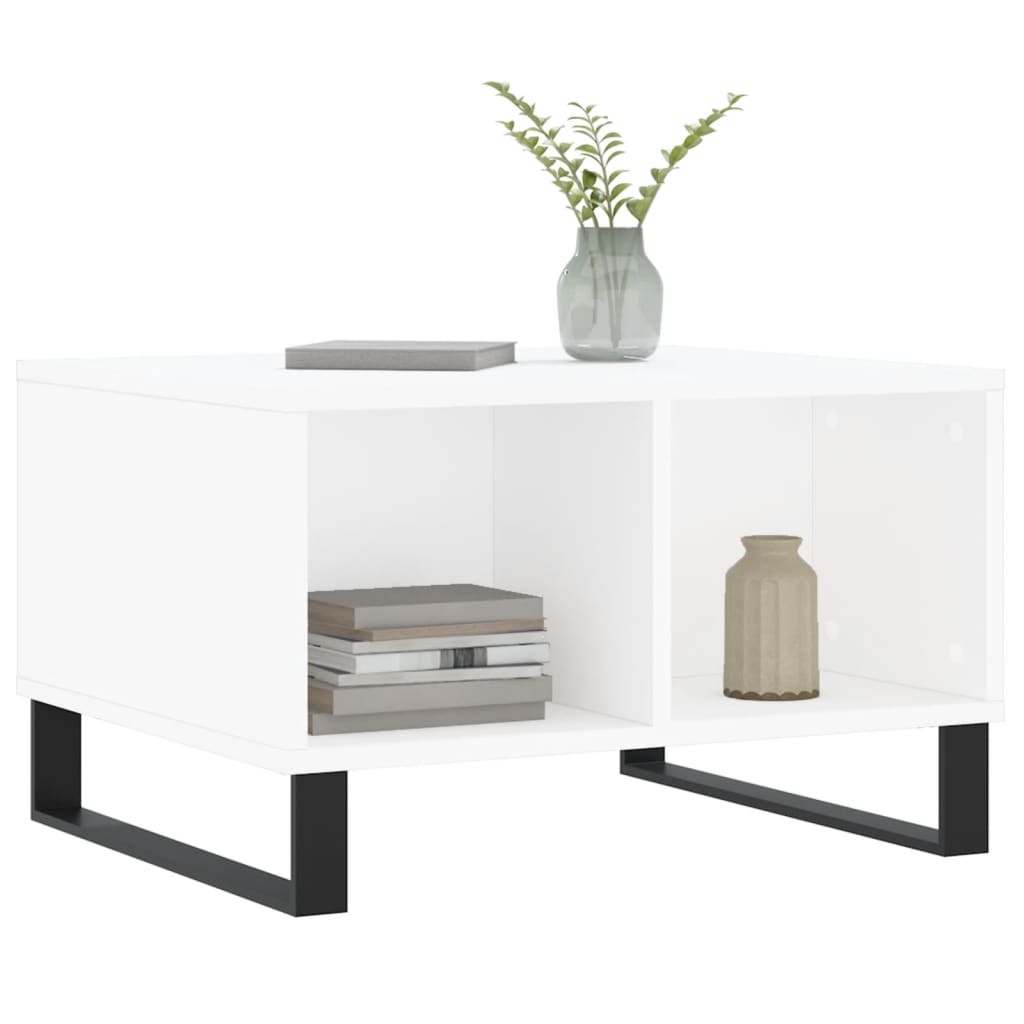 Tavolino da Salotto Bianco 60x50x36,5 cm in Legno Multistrato | homemem39