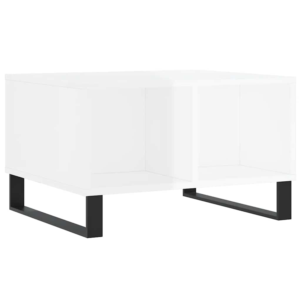 Tavolino Salotto Bianco Lucido 60x50x36,5 cm Legno Multistrato | homemem39