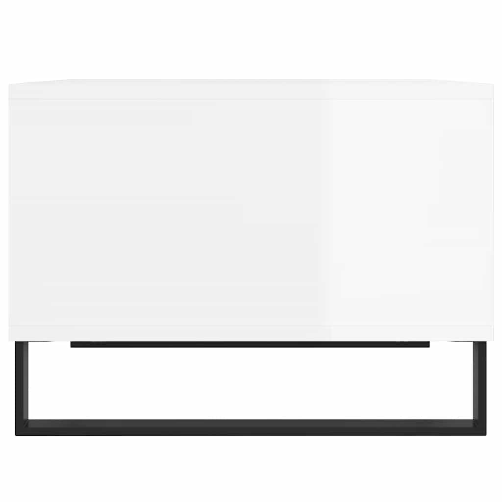 Tavolino Salotto Bianco Lucido 60x50x36,5 cm Legno Multistrato | homemem39