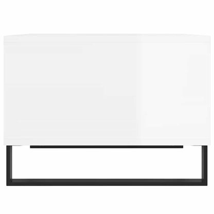 Tavolino Salotto Bianco Lucido 60x50x36,5 cm Legno Multistrato | homemem39